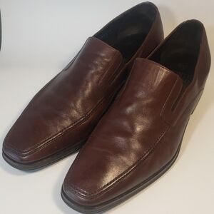 Monte Rosso Brown Leather Slip On  Loafers Men Dress Shoes Size 10.5 W Italy